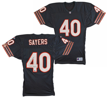 Bears Gale Sayers "Best Wishes" Signed Navy Blue Champion Jersey BAS #BV01101