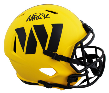 Commanders Magic Johnson Signed Rave F/S Speed Rep Helmet w/ Black Sig BAS Wit