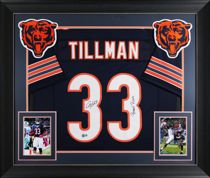 Charles Tillman "Peanut Punch" Signed Navy Pro Style Framed Jersey BAS Witnessed