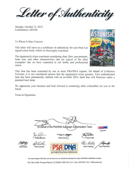 Stan Lee Authentic Signed Tales To Astonish #40 Comic Book PSA/DNA #Z05346