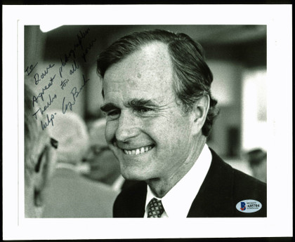 George H.W. Bush Authentic Signed & Mounted Black & White 8x10 Photo BAS #A85704