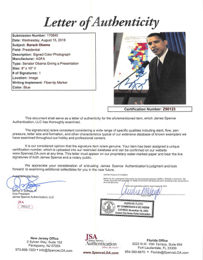 Barack Obama President Authentic Signed 8x10 Photo Autographed JSA #Z90123