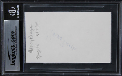 Nancy Reagan First Lady Authentic Signed 3x5 Index Card Autographed BAS Slabbed