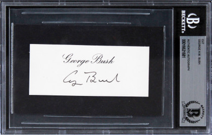 George H.W. Bush Authentic Signed 1.75x4 Cut Signature Autographed BAS Slabbed