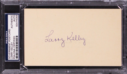 Larry Kelley Authentic Signed 3.25x5.5 Government Postcard Autographed PSA Slab