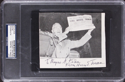 Harry S. Truman Authentic Signed 4.5x5.25 Cut Signature Autographed PSA/DNA Slab
