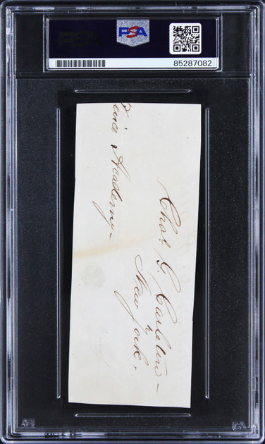 Walt Whitman "Please Accept My Thanks" Signed 2x5 Cut Signature PSA/DNA Slabbed