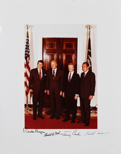 Gerald Ford, Jimmy Carter, Richard Nixon & Ronald Reagan Signed 11x14 Photo BAS