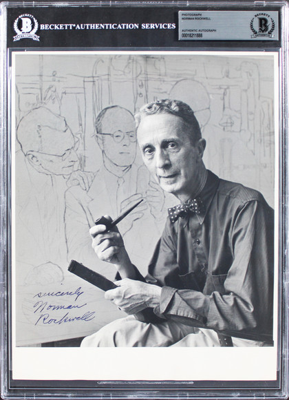 Norman Rockwell "Sincerely" Authentic Signed 8x10 Photo Autographed BAS Slabbed