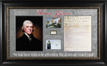 Thomas Jefferson Authentic Signed & Framed 1.5x2 Cut Signature JSA #XX32290