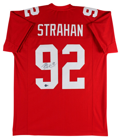Michael Strahan Authentic Signed Red Pro Style Jersey Autographed BAS Witnessed