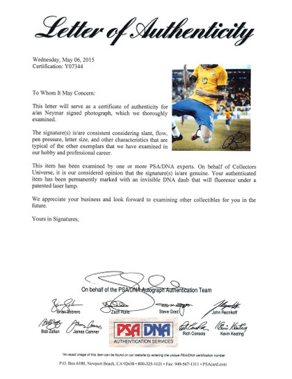 Brazil Neymar Jr. Authentic Signed 16x20 Framed Photo PSA/DNA #Y07344