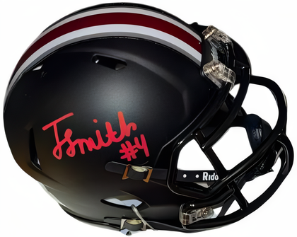 Jeremiah Smith Signed Ohio State Buckeyes Riddell Black Speed Mini Helmet #4  Primetime12.Com Witnessed Holo