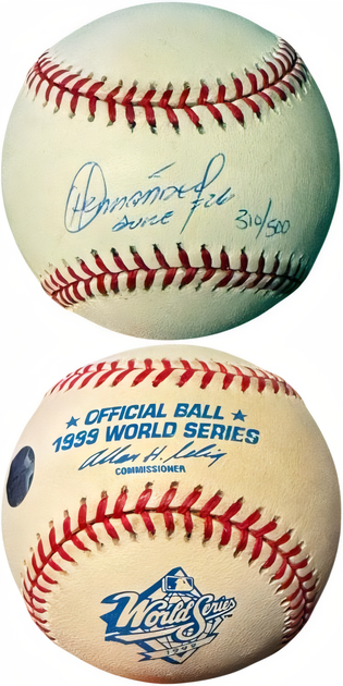 Orlando Hernandez Signed 1999 World Series Logo Rawlings Official Major League Baseball #26 Duke  /500 Minor Tone  Goldin Sports