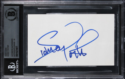 Sidney Poitier In The Heat of the Night Signed 3x5 Index Card BAS Slabbed