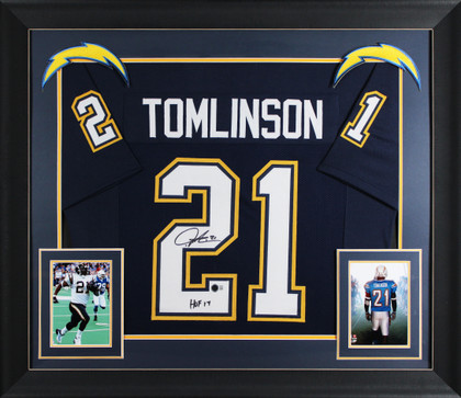 LaDanian Tomlinson "HOF 17" Signed Navy Blue Pro Style Framed Jersey BAS Witness