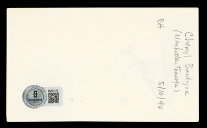 Cheryl Bentyne The Manhattan Transfer  Signed 3x5 Index Card BAS #BV03125