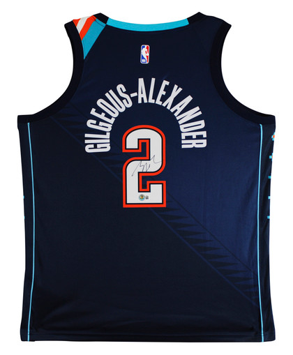 Thunder Shai Gilgeous-Alexander Signed 2025 Navy Nike City Swingman Jersey BAS