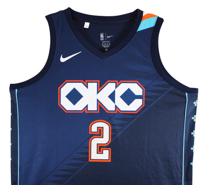 Thunder Shai Gilgeous-Alexander Signed 2025 Navy Nike City Swingman Jersey BAS