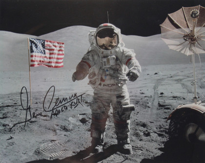 Eugene Cernan Apollo 17 Apollo XVII Authentic Signed 8x10 Photo BAS Slabbed