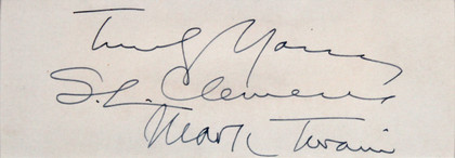 Samuel Clemens "Truly Yours Mark Twain" Signed & Framed 1.75x5 Cut BAS #AD64302