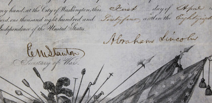 Abraham Lincoln Signed 15.5x19.5 1864 Civil War Commission Document BAS #AE64269