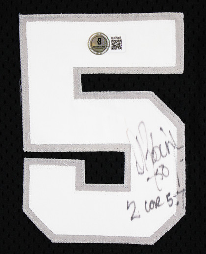 Spurs David Robinson "2 Cor 5:7" Signed Black Champion Jersey BAS #BU55005
