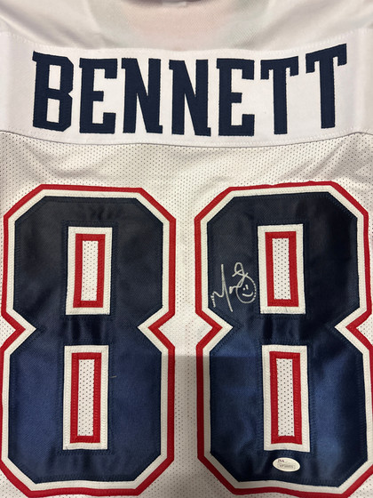 Martellus Bennett Signed New England White Football Jersey (JSA)