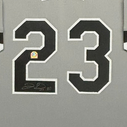 Jermaine Dye Signed MVP Chicago Grey Custom Suede Matte Framed Baseball Jersey ()