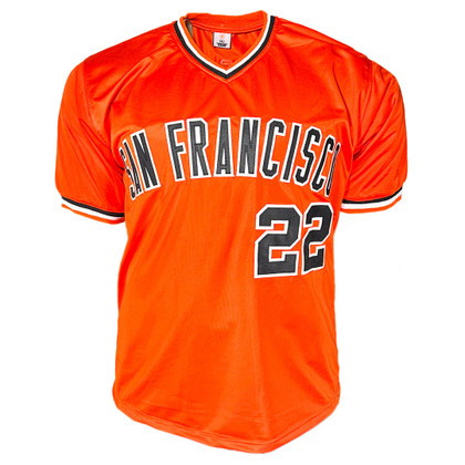 Jack Clark Signed Fuck the Dodgers Inscription San Francisco Orange Throwback Baseball Jersey (Beckett)