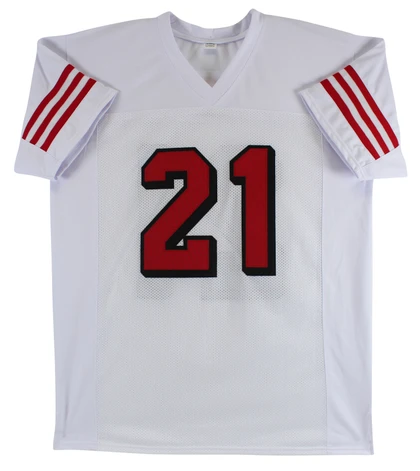 Frank Gore Authentic Signed White Pro Style Jersey w/ Dropshadow BAS Witnessed