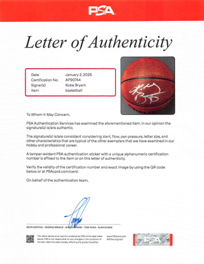 Lakers Kobe Bryant Authentic Signed Spalding I/O Basketball PSA/DNA #AP90744