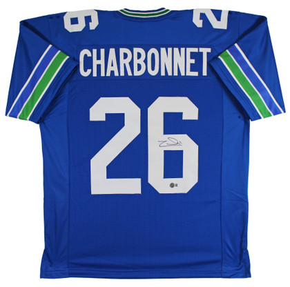 Zach Charbonnet Authentic Signed Blue Throwback Pro Style Jersey BAS Witnessed