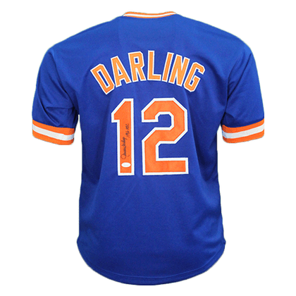 Ron Darling Autographed 1986 WSC Pro Style Baseball Jersey Blue (JSA)
