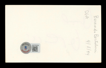 Bernardo Bertolucci The Last Emperor Signed 3x5 Index Card BAS #AD70324