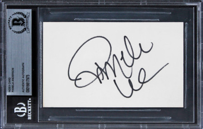 Pamela Anderson Playboy Authentic Signed 3x5 Index Card Autographed BAS Slabbed