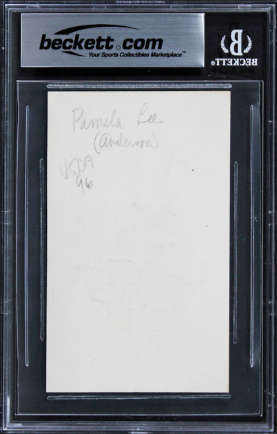 Pamela Anderson Playboy Authentic Signed 3x5 Index Card Autographed BAS Slabbed