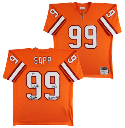 Buccaneers Warren Sapp "3x Insc" Signed Orange M&N TB Jersey BAS Witnessed