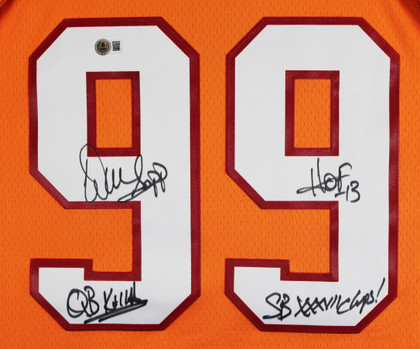 Buccaneers Warren Sapp "3x Insc" Signed Orange M&N TB Jersey BAS Witnessed