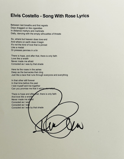 Elvis Costello Lyrics "Song With Rose"