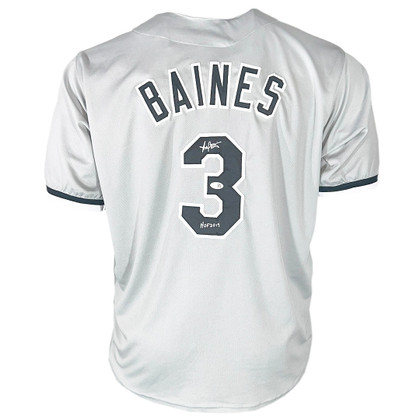 Harold Baines Signed HOF 2019 Inscription Chicago Grey Baseball Jersey (JSA)