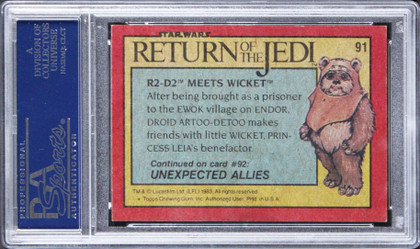 Kenny Baker & Warwick Davis Signed 1983 Star Wars ROTJ #91 Card PSA/DNA Slabbed