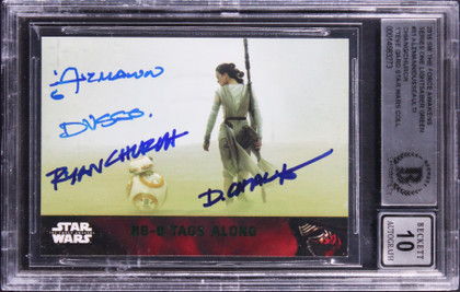 (4) Alzmann +3 Signed 2015 Star Wars TFA SO LG #81 Card Auto GM 10! BAS Slabbed