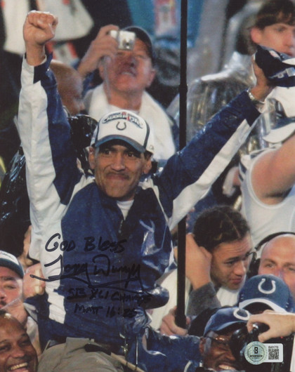 Colts Tony Dungy "3x Insc" Authentic Signed 8x10 Vertical Photo BAS 3