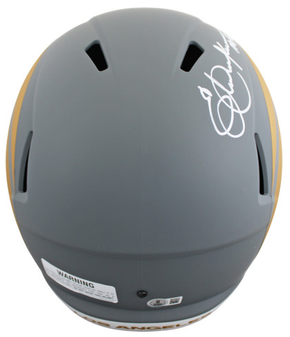 Rams Eric Dickerson "HOF 99" Signed Slate F/S Speed Rep Helmet W/ Case BAS Wit 2