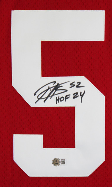 49ers Patrick Willis "HOF 24" Signed Red Mitchell & Ness Jersey BAS Witnessed