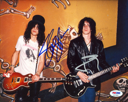 Slash and Izzy Stradlin Guns N' Roses Authentic Signed 8x10 Photo PSA #AE15454