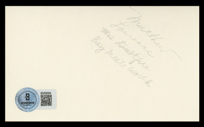 Matthew Lawrence Mrs. Doubtfire Authentic Signed 3x5 Index Card BAS #BV59094