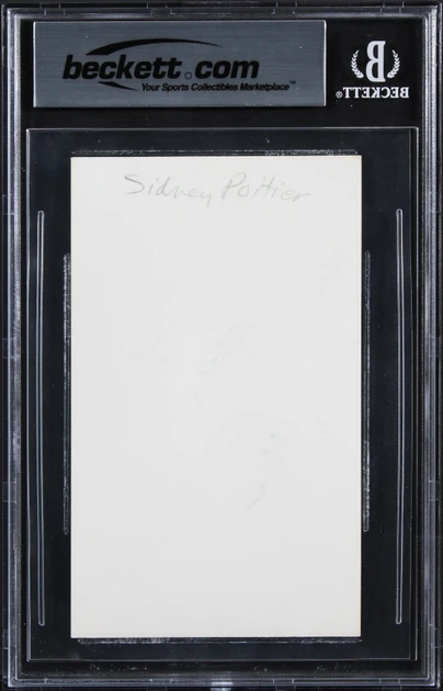Sidney Poitier In The Heat of the Night Signed 3x5 Index Card BAS Slabbed 2
