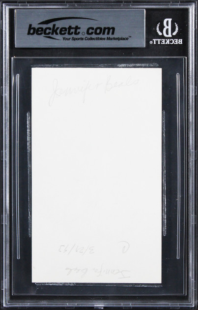 Jennifer Beals Flashdance Authentic Signed 3x5 Index Card BAS Slabbed 2